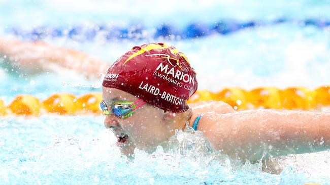 Hunter Laird-Britton, of Marion, in 100m butterfly action in her home pool. Picture: Sarah Reed