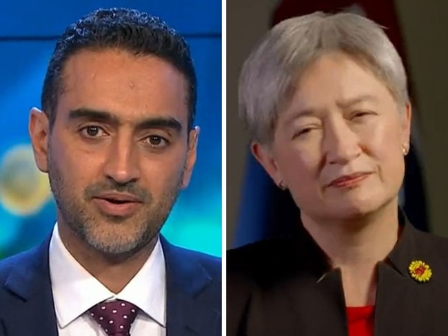 Waleed Aly and Penny Wong had a tense moment on The Project while discussing the Voice referendum. Picture: Channel 10