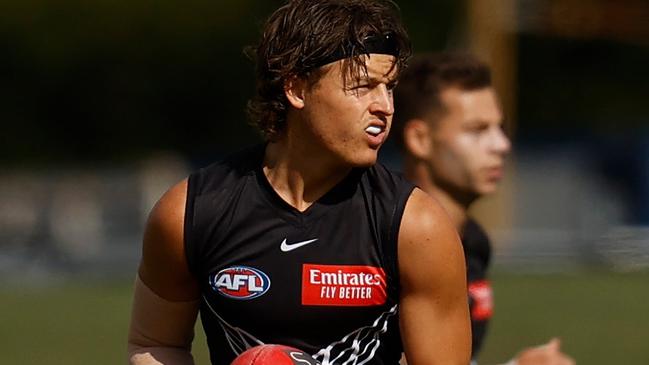 Jack Ginnivan takes part in Friday’s intraclub match at Olympic Park Oval. Picture: Michael Willson/AFL Photos via Getty Images