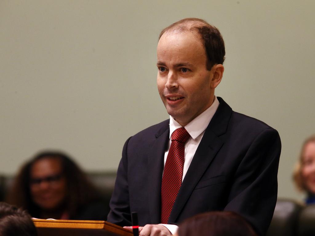 Labor Member for Stretton Duncan Pegg making his resignation in Parliament. Picture: Tara Croser.