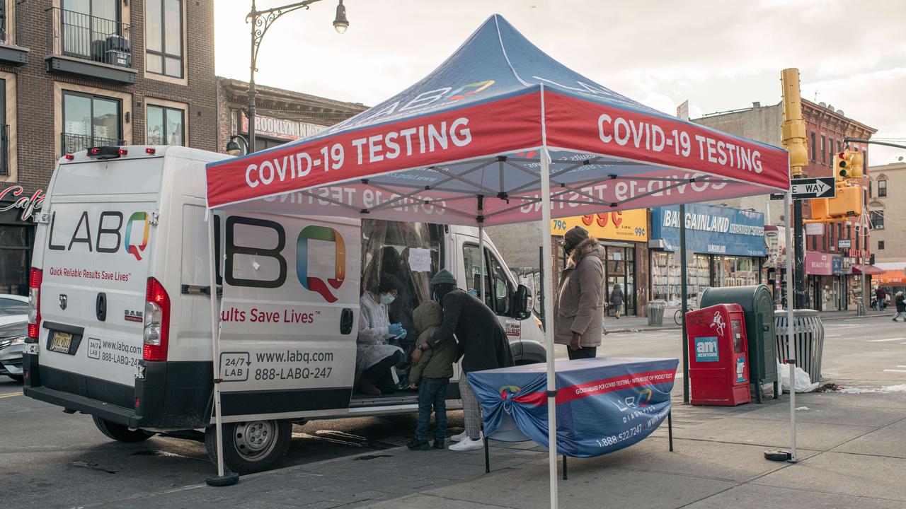 A mobile Covid testing van in Brooklyn, New York City. Picture: Scott Heins/Getty Images/AFP