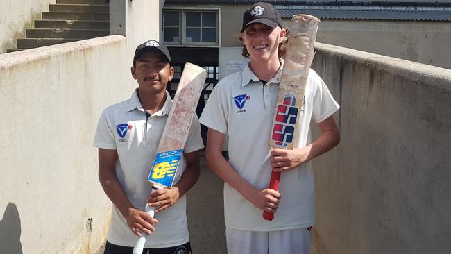 Brunswick openers Aarav Saxena and Hamish Pearce. Picture: Ben Higgins