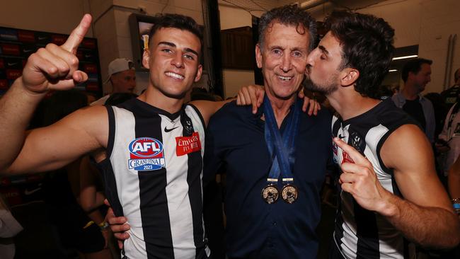 MELBOURNE , AUSTRALIA. September 30, 2023. AFL Grand Final between Collingwood and the Brisbane Lions at the MCG.   Peter Daicos with his boys Josh and Nick   .Picture by Michael Klein