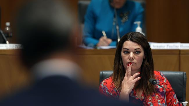 Senator Sarah Hanson-Young during the Australia Post hearing in Canberra. Picture: Gary Ramage