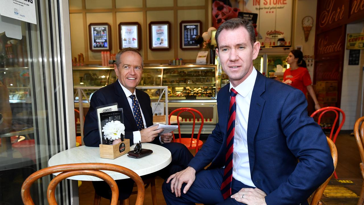 Mr Shorten and Labor Candidate for Reid Sam Crosby during a street walk at Burwood in Sydney. Picture: AAP Image/Joel Carrett