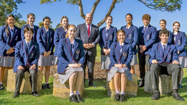 Canterbury College Year 12 academic students who excelled in 2024 pictured with principal Dan Walker. Picture: Canterbury College