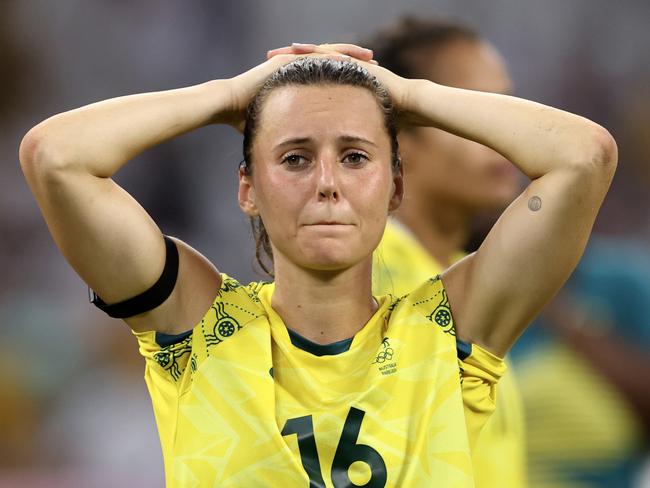 A devastated Hayley Raso after fulltime. Picture: Getty Images