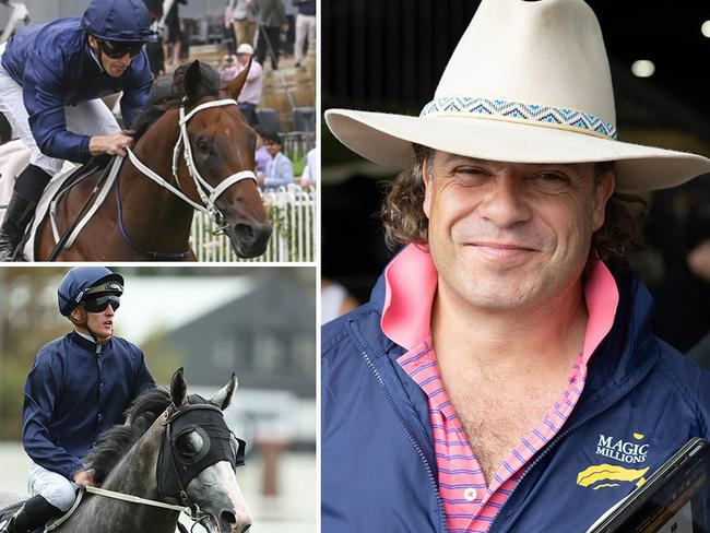 Coolmore's Tom Magnier is confident that Wodeton (top left) and Public Attention can snatch a feature race double at Rosehill Gardens on Saturday. Pictures: Getty Images