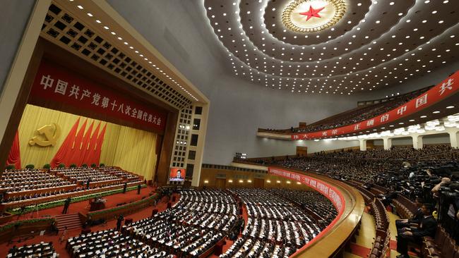 The 2012 opening session of the 18th Communist Party Congress held at the Great Hall of the People in Beijing, China.