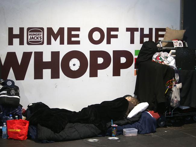 The number of homeless people on Melbourne’s streets has skyrocketed. Picture: Yuri Kouzmin