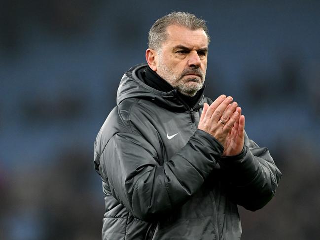 Spurs manager Ange Postecoglou thanks Tottenham fans after his side’s 2-1 loss to Aston Villa. Picture: Shaun Botterill/Getty Images