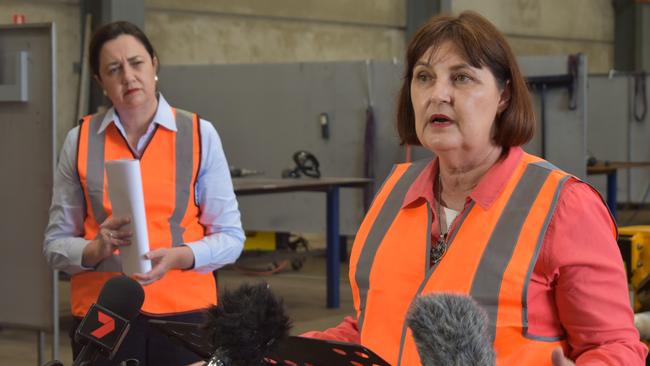 Premier Annastacia Palaszczuk and Mackay MP Julieanne Gilbert at the De Goey Contractors worksite at Paget on Tuesday October 27. Picture: Zizi Averill