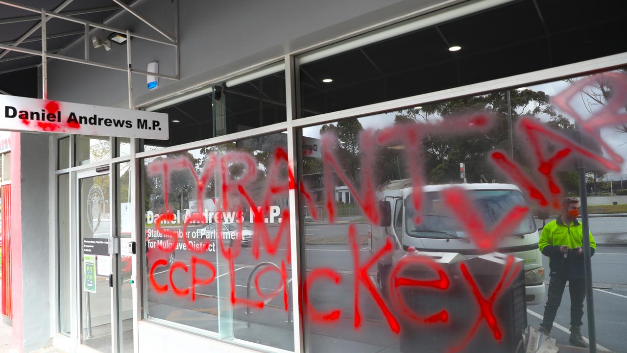 The vandalism occurred overnight, with staff arriving to find it on the front window on Friday morning. Picture: David Crosling