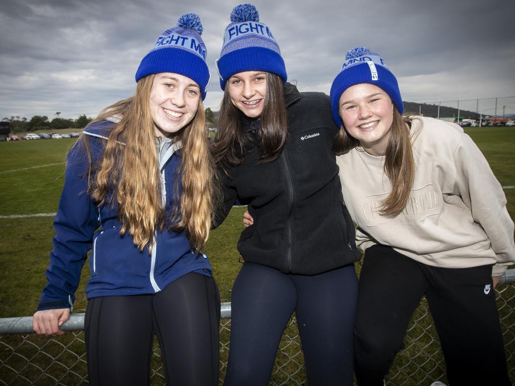 From left, Olivia Read, of Lauderdale, Holly Thomas, of Sorell, and Heidi Preshaw, of Lindisfarne. Picture: LUKE BOWDEN