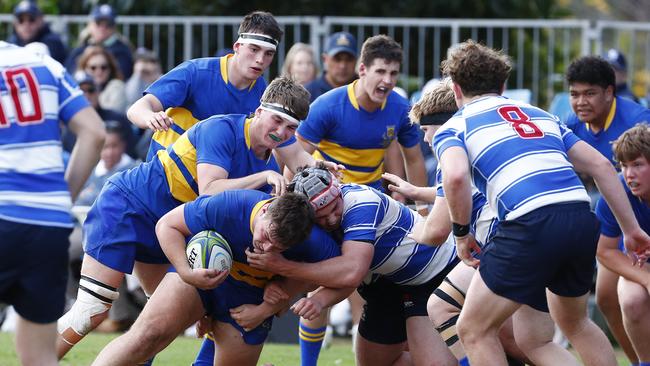 Action from the GPS first XV rugby match between Nudgee College and Toowoomba Grammar School. Photo:Tertius Pickard
