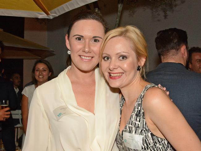 Sonya Blackburn and Holly Small at Young Professionals GC cocktails at Bar Hellenika, Nobby Beach. Picture: Regina King