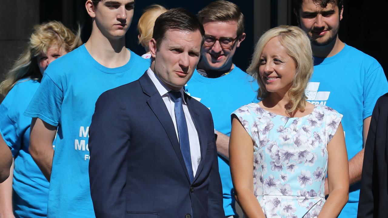 Alex Hawke with Melissa McIntosh in Penrith during the 2019 election campaign. Ms McIntosh was Mr Hawke’s chief of staff prior to becoming an MP.