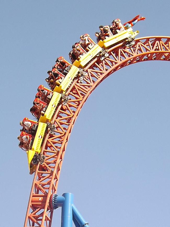 The 'Superman Escape' ride at Movie World. Picture: Cynthia Barrow, Tweed Heads.