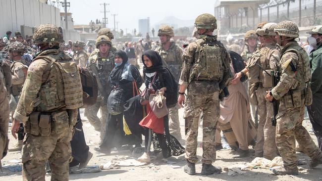 British armed forces in Kabul work with the US military to evacuate eligible civilians and their families out of Afghanistan. Picture: Getty Images