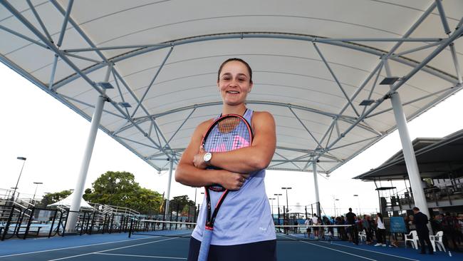 Ash Barty under the new roof at the Cairns International Tennis Centre. Picture: Supplied/Tennis Australia