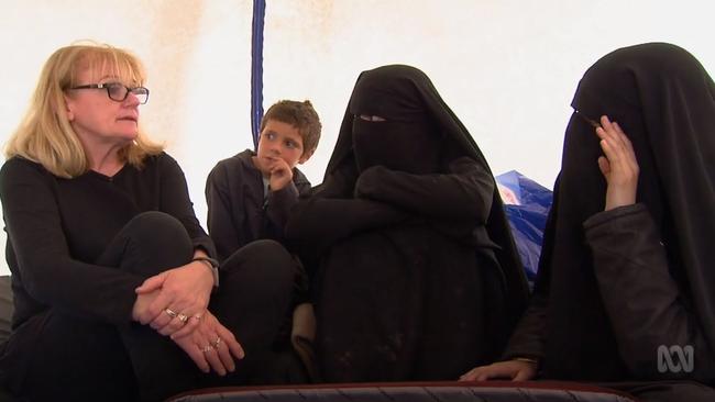 MUST CREDIT ABC'S FOUR CORNERSScreengrabs from an ABC Four Corners episode Orphans of ISISKaren Nettleton is reunited with her grandchildren after they spent five years with Islamic State.It is the first time she has seen Zaynab, Hoda and Humzeh Sharrouf since they were taken by their mother Tara Nettleton, wife of notorious Islamic State (IS) fighter Khaled Sharrouf — to join the terrorist organisation in Syria and Iraq