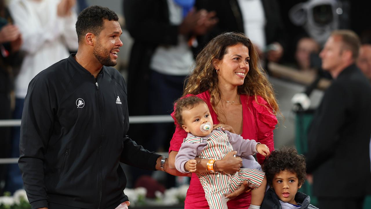 Tsonga’s family witnessed the emotional occasion. (Photo by Clive Brunskill/Getty Images)