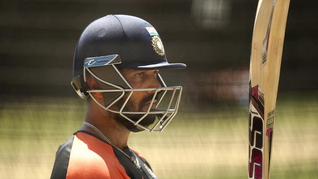 Murali Vijay of India bats during an India training session at Adelaide Oval on Tuesday. Picture: Ryan Pierse/Getty Images