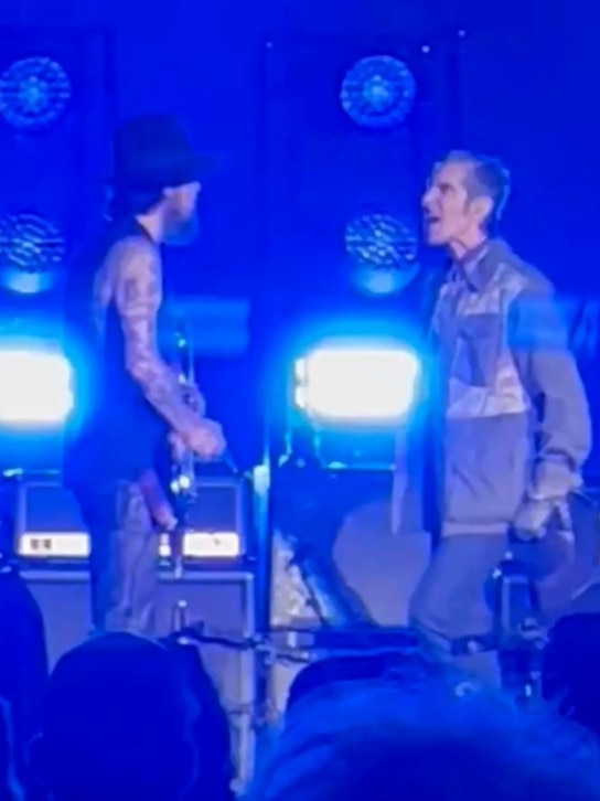 Perry Farrell (right) squares up to Dave Navarro.