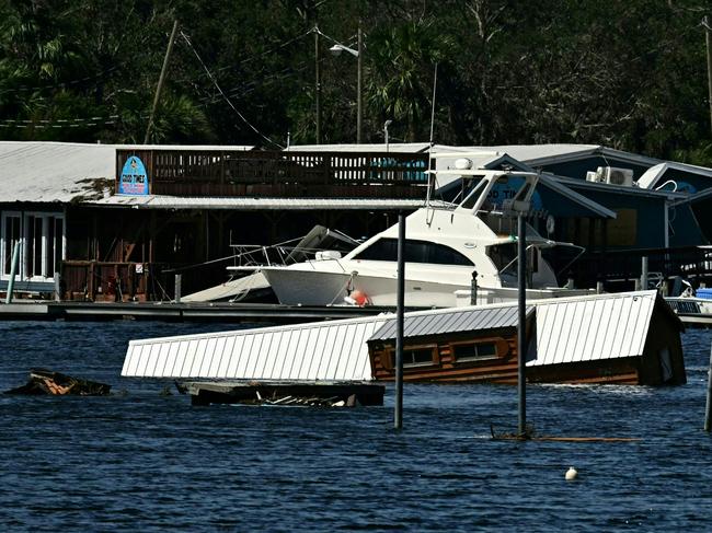 A damaged house is seen floating after Hurricane Helene made landfall in Steinhatchee, Florida. Picture: AFP.