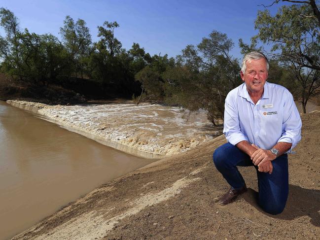 Longreach Shire Mayor Tony Rayner at the Thomson River just outside Longreach. Pics Adam Head