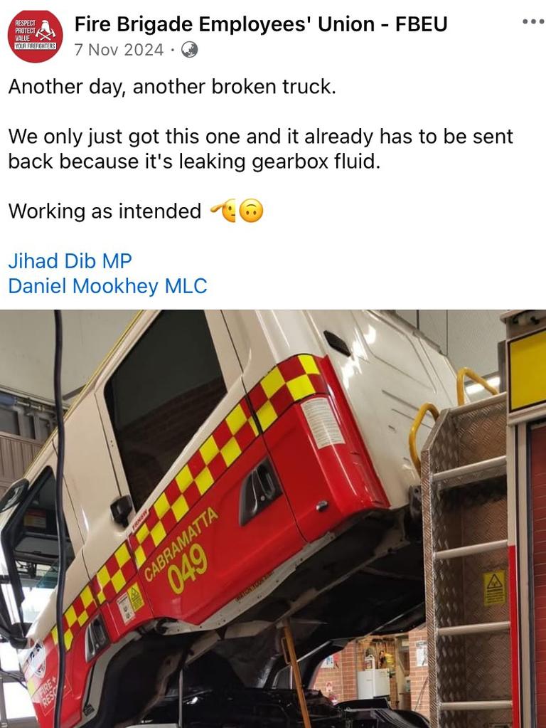 Fire and Rescue workers have taken to Facebook to slam broken down fire trucks. Picture Facebook