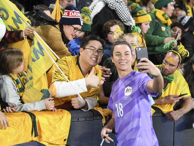 Goalkeeper Mackenzie Arnold mixes with fans during the FIFA Women’s World Cup, which united the country like never before. Picture: Supplied