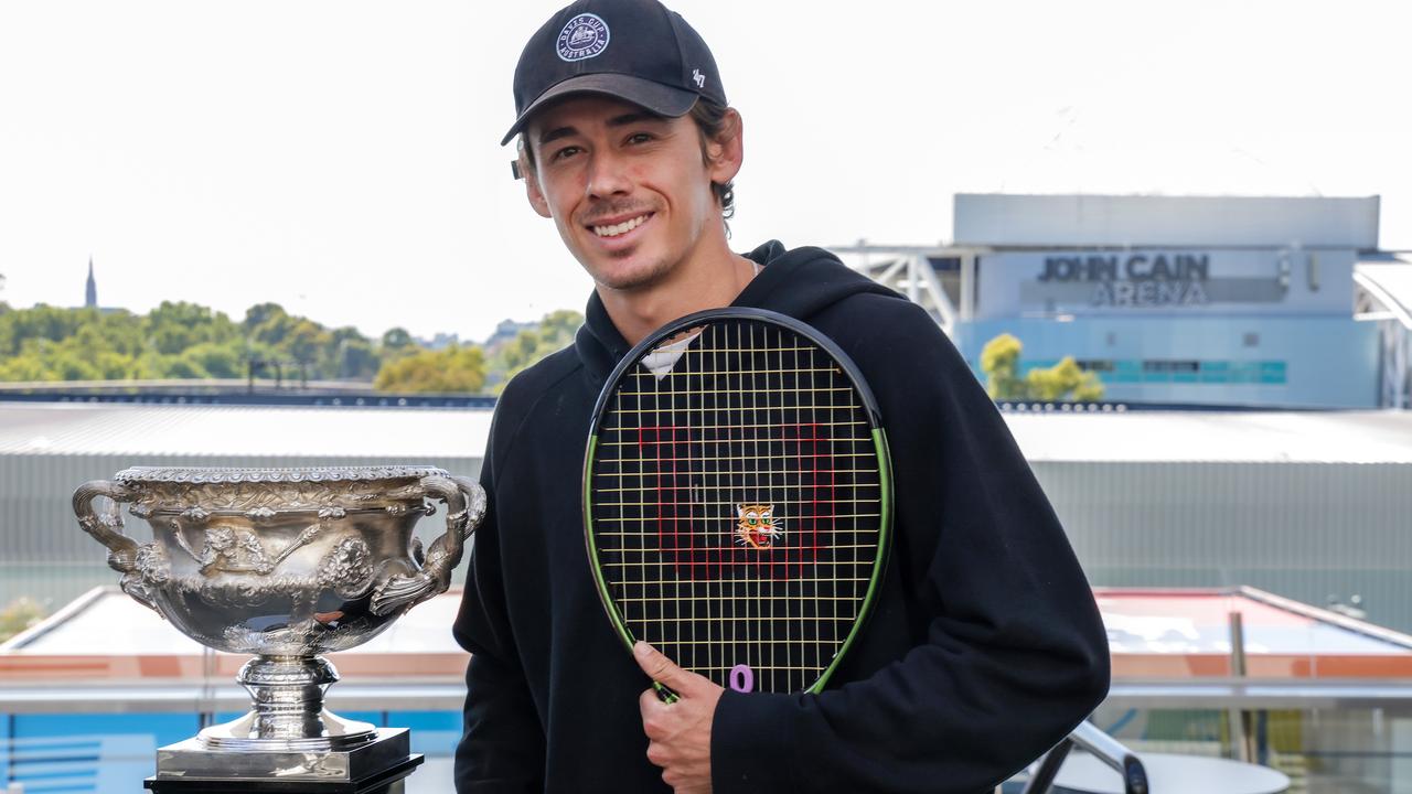 Australian player Alex de Minaur at Melbourne Park for the start of the qualifying competition, just a week until the gates open for the real deal. Picture NCA NewsWire / Ian Currie