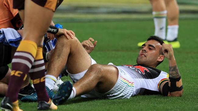 Tyrone May did his ACL in the finals. Picture: Adam Head