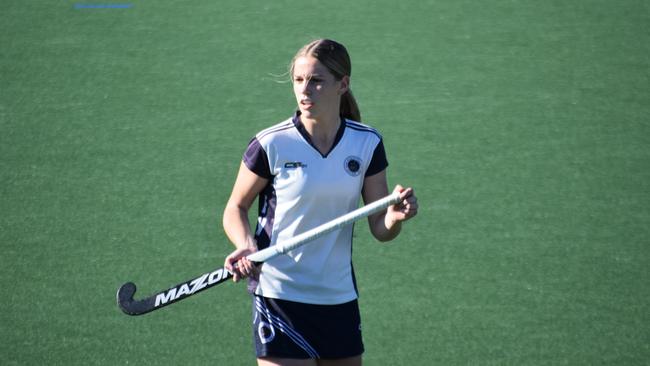 Far North Coast player in the Division 2 semi-final against Central Coast at the NSW U-18s Girls Hockey Championships, May 23.