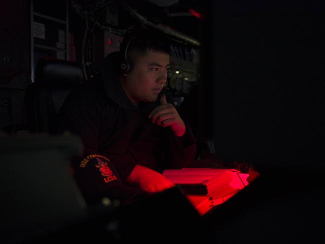 An Operations Specialist watches a radar display aboard the USS Coronado operating in the South China Sea. The ability to ‘see’ stealth aircraft largely negates their threat. Picture: US Navy