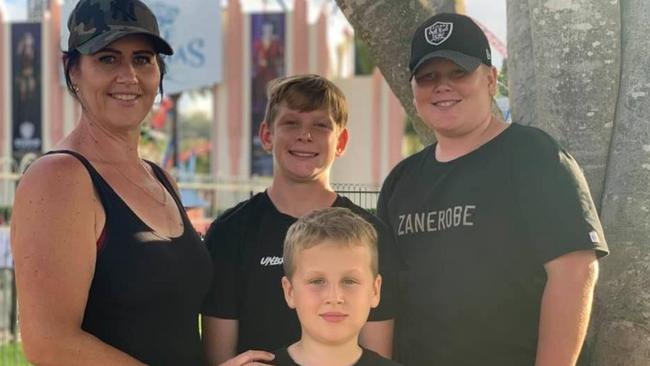 Rebecca Green with her sons Cody, Brayden and Jordan. Picture: Contributed