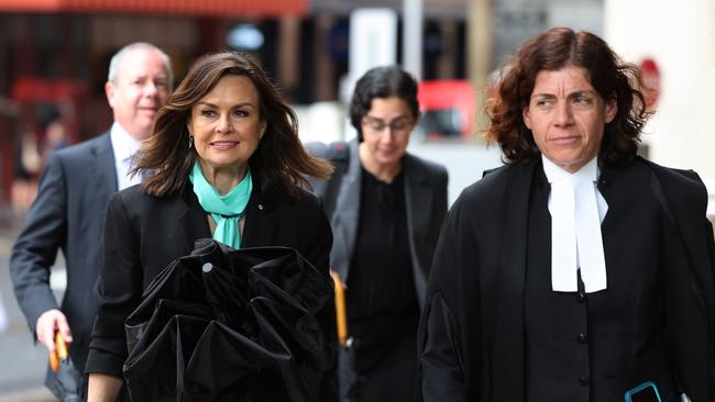 Lisa Wilkinson (front left) arrives with her legal team at the Supreme Court today. Picture: NCA NewsWire / David Swift