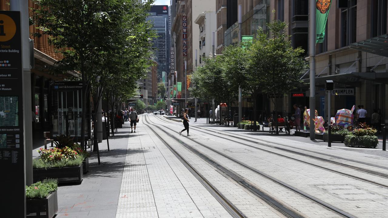 George St is a stark example of the lack of workers and shoppers in the CBD. Picture: John Grainger