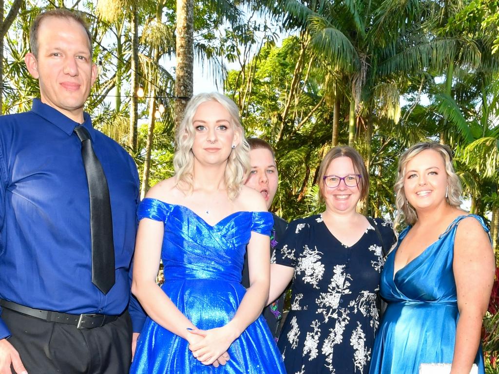 Lismore High Year 12 Formal 2022: Dad, Ash Pagotto with daughter Chloe, Caleb Robson, mum Jess Pagotto and Lily Jones.