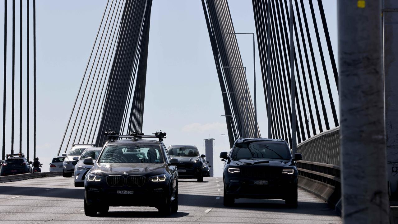 The crash occurred on Sydney’s Anzac Bridge. Picture: Damian Shaw