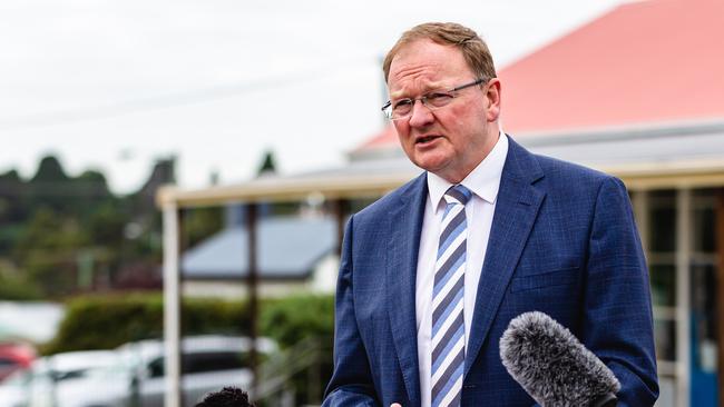 Roger Jaensch, Minister for Education, at Bowen Road Primary School where he released the COVID-safe schools' operational plan. Picture: Linda Higginson