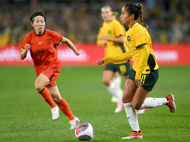 Matildas rising star Mary Fowler in possession. Picture: Getty Images