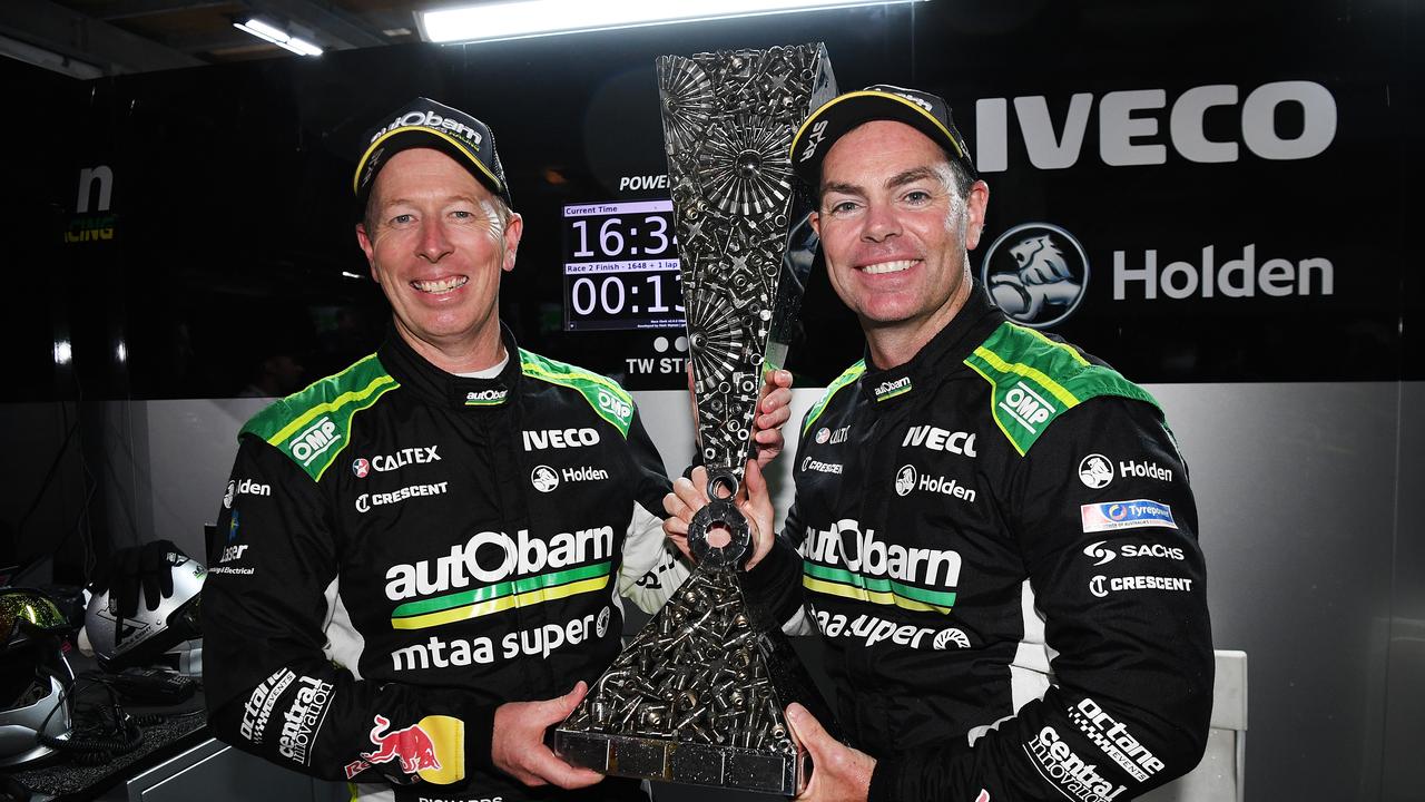 Steve Richards and Craig Lowndes with the Enduro Cup. Picture: Getty