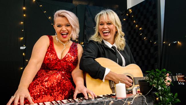 Performers Libby O'Donovan and Beccy Cole have recorded a new song at their home for the online Cabaret Festival in Adelaide, Friday, May 15, 2020. (The Advertiser/ Morgan Sette)