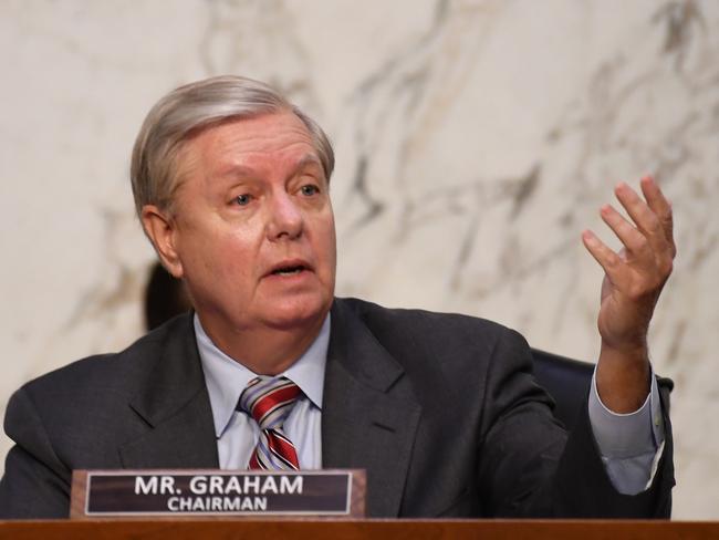 (FILES) In this file photo Committee Chairman Senator Lindsey Graham speaks during the Senate Judiciary Committee on the fourth day of hearings on Supreme Court nominee Amy Coney Barrett, on October 15, 2020, on Capitol Hill in Washington, DC. - One of the most prominent Republicans in the US Congress on November 8, 2020 urged Donald Trump to "fight hard" and not concede his loss to Joe Biden in the race for the White House, saying unfounded allegations of fraud by the president must be investigated. Other Republicans sought to walk a finer line, saying legal challenges must be allowed to play out."We will work with Biden if he wins, but Trump has not lost," Senator Lindsey Graham of South Carolina said on Fox News. (Photo by KEVIN DIETSCH / POOL / AFP)