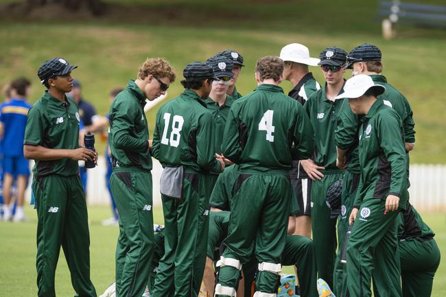 Brisbane Boys’ College during a break against Toowoomba Grammar School in round 1. Picture: Kevin Farmer