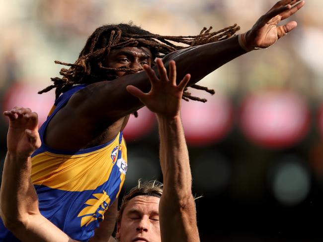 Nic Naitanui was enormous in the final term as he lifted the home side to victory. Pic: Getty Images