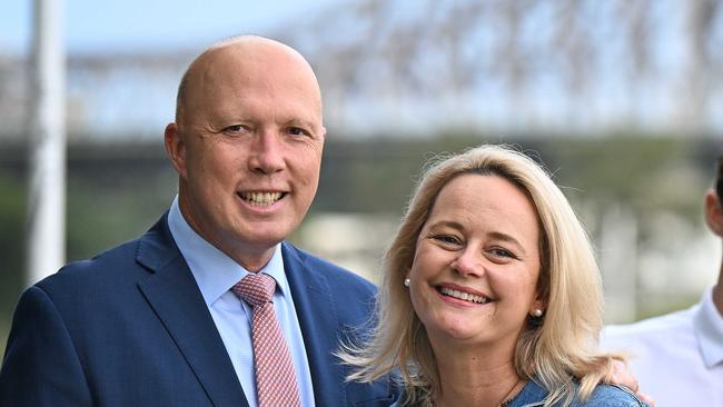 25/05/2022 : Former Defence Minister Peter Dutton with wife Kirilly, daughter Rebecca 20 and sons  Tom 16 and Harry 17 (far R) , near the Federal Government offices in Brisbane. Dutton is set to become the leader of the Liberal party in opposition. Lyndon Mechielsen/The Australian