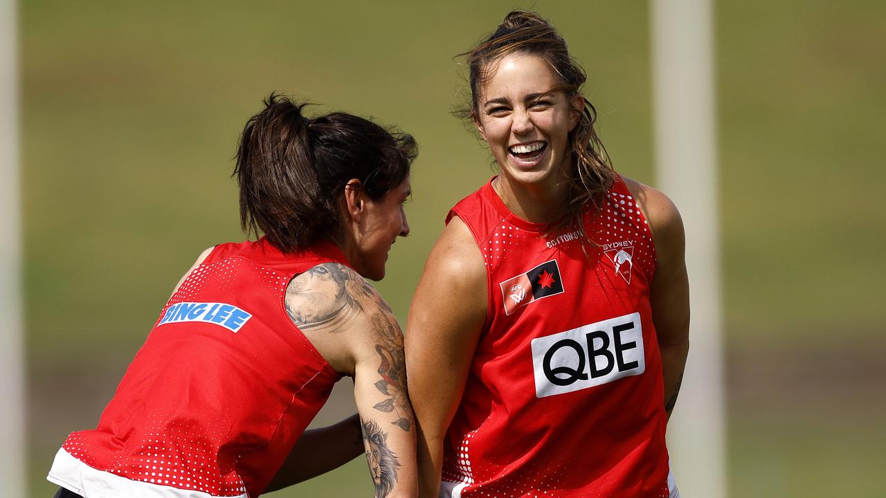 Chloe Molloy and Tanya Kennedy of the Sydney Swans. Picture: Phil Hillyard